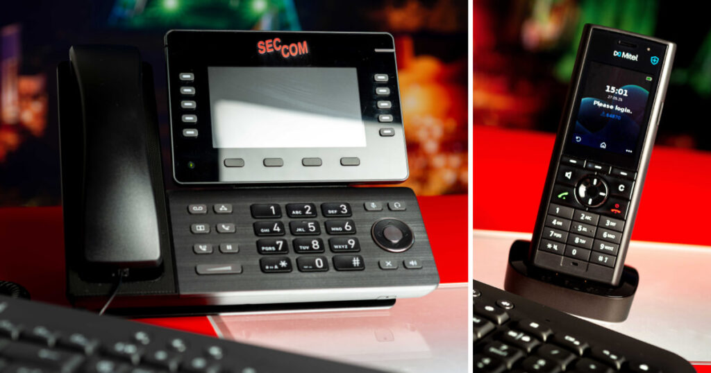 Tischtelefon und schnurloses Telefon